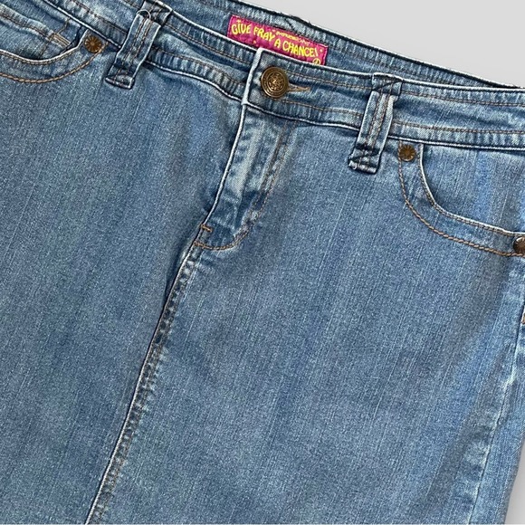AVENUE JEANS VINTAGE Y2K WESTERN BOHO DENIM MINI SKIRT BLUE - 14 - Picture 5 of 7